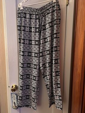 Woman Within Large Tie Winter Pattern Pajama Pant